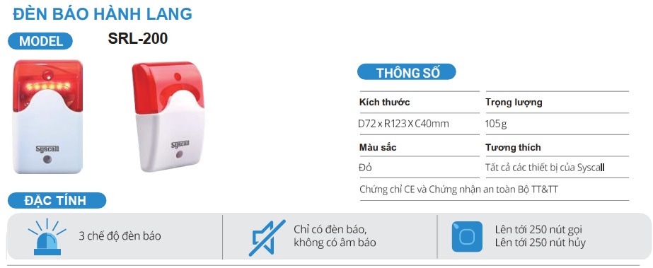 Đèn báo hành lang Syscall SRL-200