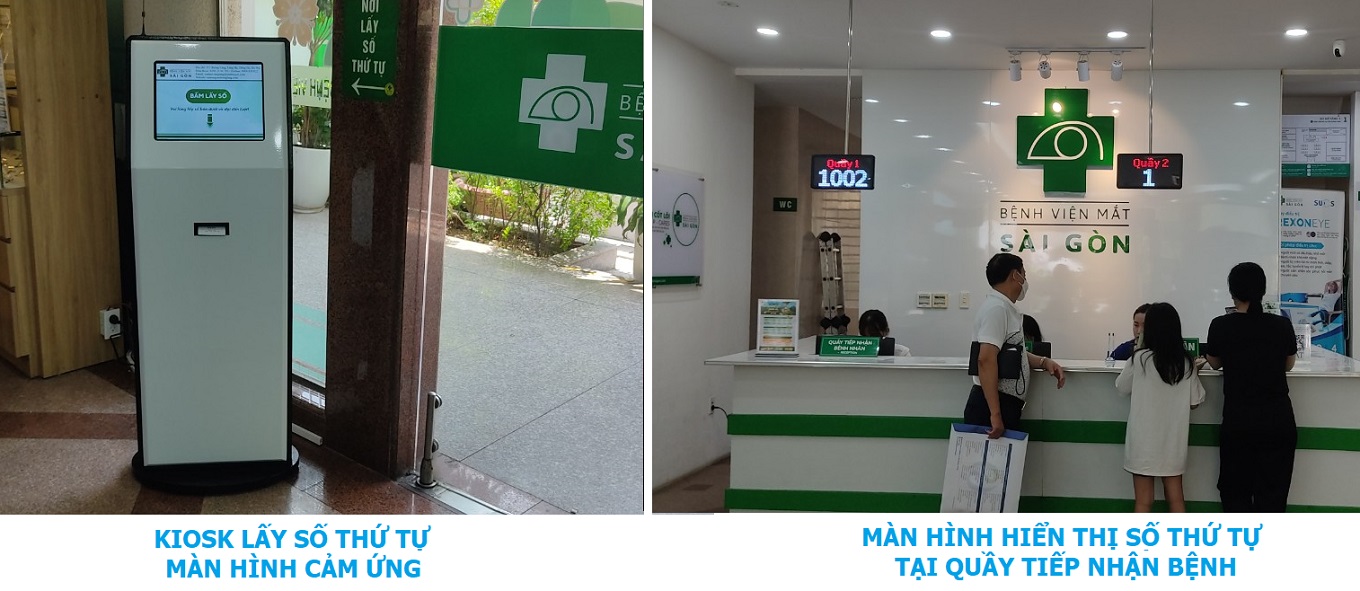 Hệ thống xếp hàng tự động tại Bệnh viện Mắt Sài Gòn Đường Láng