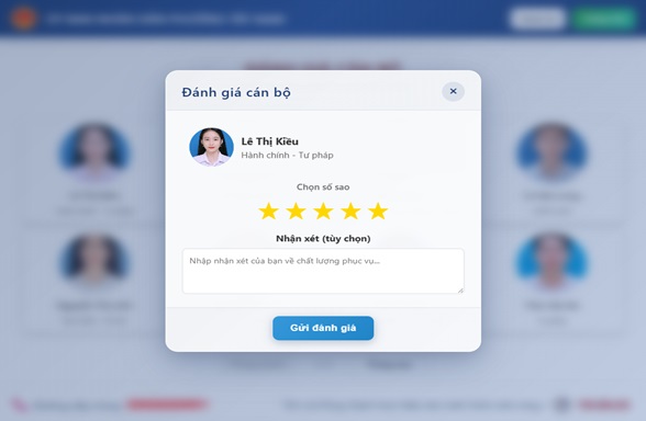 Đánh giá cán bộ theo mức độ 1-5 sao